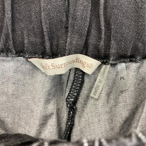 Soft Surroundings PL L Petite Black Stretch Denim Jeans Ankle Sparkle - Picture 4 of 5